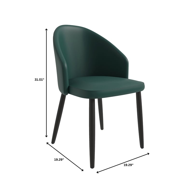 LeisureMod Paradiso Dining Chair with PU Leather Seat in Green