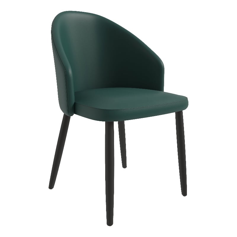LeisureMod Paradiso Dining Chair with PU Leather Seat in Green