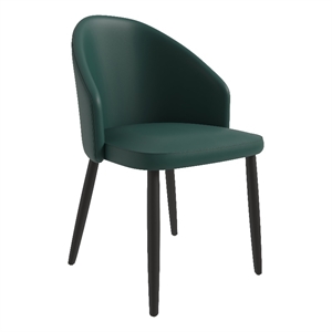 LeisureMod Paradiso Dining Chair with PU Leather Seat in Green