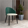 LeisureMod Paradiso Dining Chair with Boucle Fabric Seat in Green and Light Gray