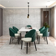 LeisureMod Paradiso Dining Chair with Boucle Fabric Seat in Green and Light Gray