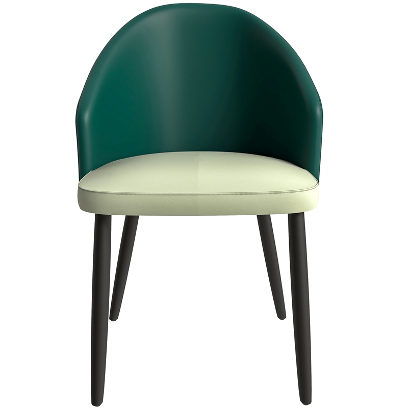 LeisureMod Paradiso Dining Chair with Boucle Fabric Seat in Green and Light Gray
