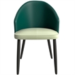 LeisureMod Paradiso Dining Chair with Boucle Fabric Seat in Green and Light Gray