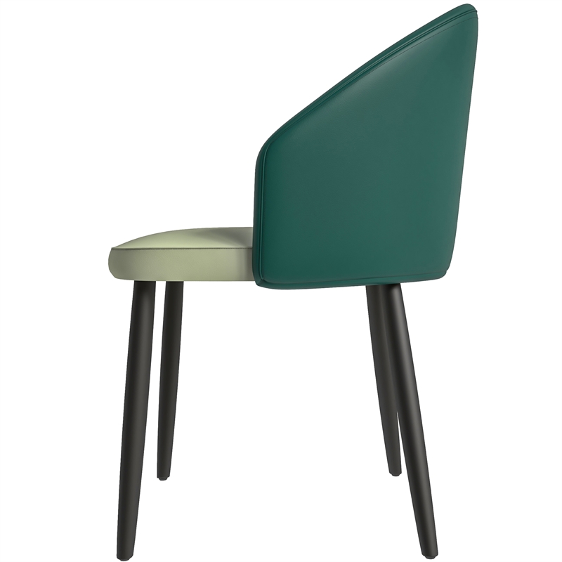 LeisureMod Paradiso Dining Chair with Boucle Fabric Seat in Green and Light Gray