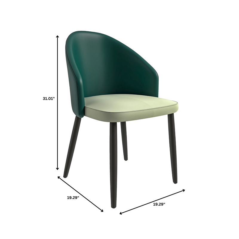 LeisureMod Paradiso Dining Chair with Boucle Fabric Seat in Green and Light Gray