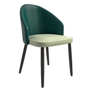 LeisureMod Paradiso Dining Chair with Boucle Fabric Seat in Green and Light Gray