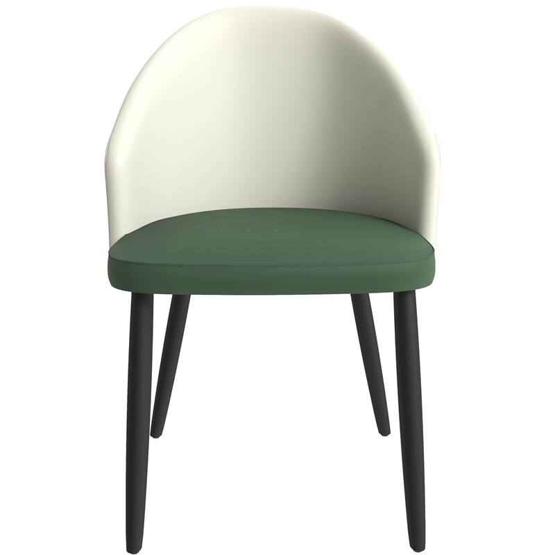 LeisureMod Paradiso Dining Chair with Fabric Seat in Taupe and Green