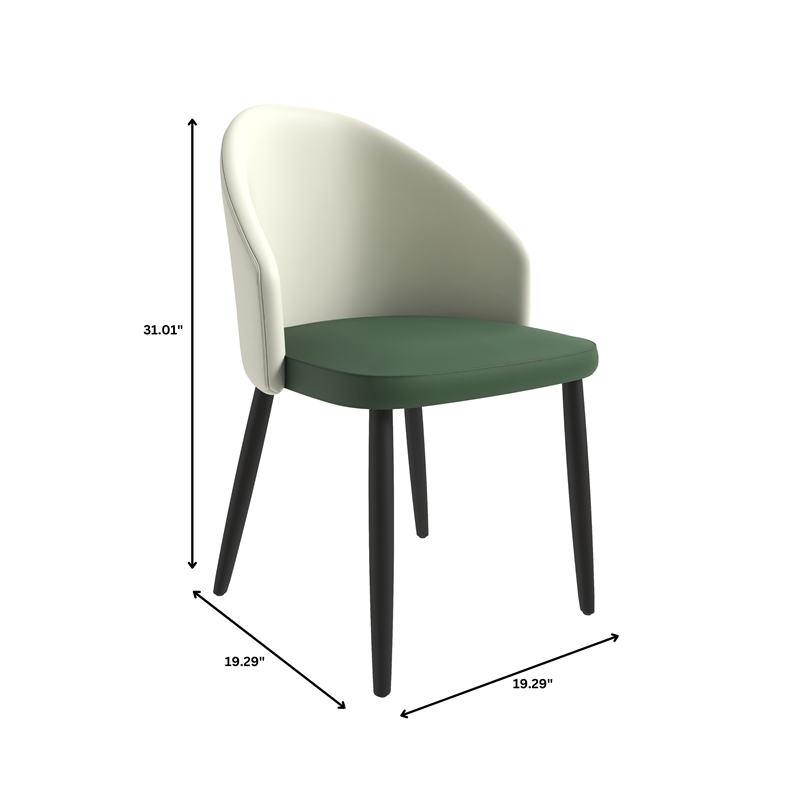 LeisureMod Paradiso Dining Chair with Fabric Seat in Taupe and Green