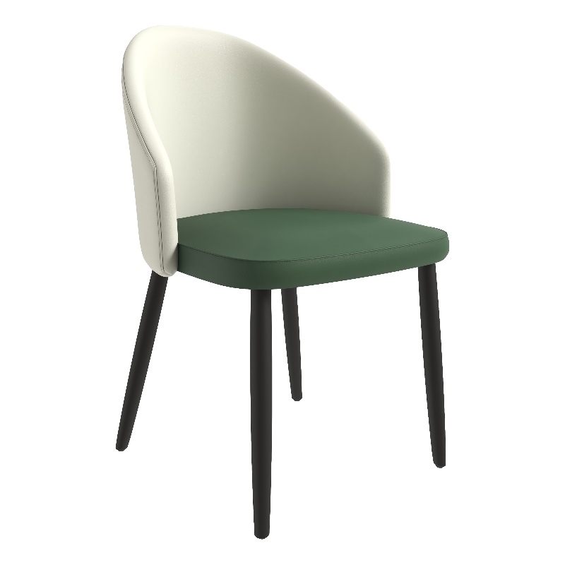 LeisureMod Paradiso Dining Chair with Fabric Seat in Taupe and Green
