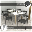LeisureMod Kora Dining Arm Chair in Faux Leather with Steel Legs in Black