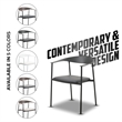 LeisureMod Kora Dining Arm Chair in Faux Leather with Steel Legs in Black