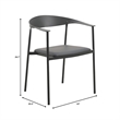 LeisureMod Kora Dining Arm Chair in Faux Leather with Steel Legs in Black