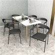 LeisureMod Kora Dining Arm Chair in Faux Leather with Steel Legs in Black