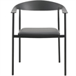 LeisureMod Kora Dining Arm Chair in Faux Leather with Steel Legs in Black