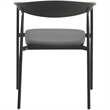 LeisureMod Kora Dining Arm Chair in Faux Leather with Steel Legs in Black