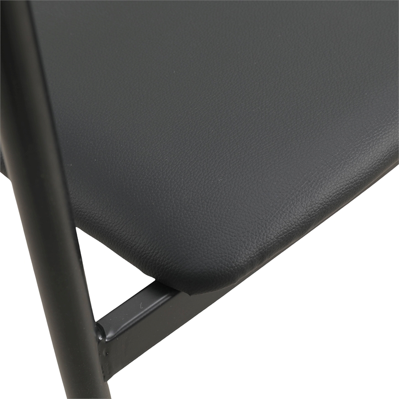 LeisureMod Kora Dining Arm Chair in Faux Leather with Steel Legs in Black