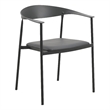 LeisureMod Kora Dining Arm Chair in Faux Leather with Steel Legs in Black