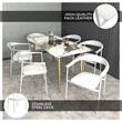 LeisureMod Kora Dining Arm Chair in Faux Leather with Steel Legs in White
