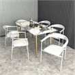 LeisureMod Kora Dining Arm Chair in Faux Leather with Steel Legs in White
