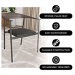 LeisureMod Kora Dining Arm Chair in Faux Leather with Steel Legs in Brown/Black