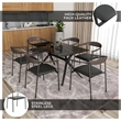 LeisureMod Kora Dining Arm Chair in Faux Leather with Steel Legs in Brown/Black