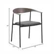 LeisureMod Kora Dining Arm Chair in Faux Leather with Steel Legs in Brown/Black