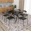 LeisureMod Kora Dining Arm Chair in Faux Leather with Steel Legs in Brown/Black