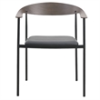LeisureMod Kora Dining Arm Chair in Faux Leather with Steel Legs in Brown/Black