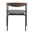 LeisureMod Kora Dining Arm Chair in Faux Leather with Steel Legs in Brown/Black