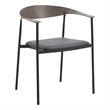 LeisureMod Kora Dining Arm Chair in Faux Leather with Steel Legs in Brown/Black