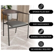LeisureMod Kora Dining Arm Chair in Faux Leather with Steel Legs in Charcoal