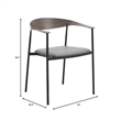 LeisureMod Kora Dining Arm Chair in Faux Leather with Steel Legs in Charcoal
