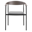 LeisureMod Kora Dining Arm Chair in Faux Leather with Steel Legs in Charcoal