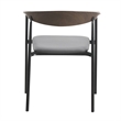 LeisureMod Kora Dining Arm Chair in Faux Leather with Steel Legs in Charcoal