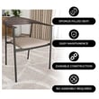 LeisureMod Kora Dining Arm Chair in Faux Leather with Steel Legs in Taupe
