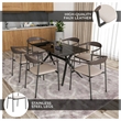 LeisureMod Kora Dining Arm Chair in Faux Leather with Steel Legs in Taupe