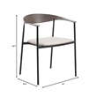 LeisureMod Kora Dining Arm Chair in Faux Leather with Steel Legs in Taupe
