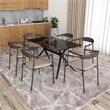 LeisureMod Kora Dining Arm Chair in Faux Leather with Steel Legs in Taupe