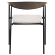 LeisureMod Kora Dining Arm Chair in Faux Leather with Steel Legs in Taupe