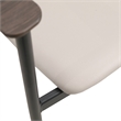 LeisureMod Kora Dining Arm Chair in Faux Leather with Steel Legs in Taupe