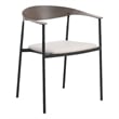 LeisureMod Kora Dining Arm Chair in Faux Leather with Steel Legs in Taupe
