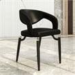 LeisureMod Entice Dining Chair in PU Leather with Iron Legs in Charcoal Black
