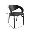 LeisureMod Entice Dining Chair in PU Leather with Iron Legs in Charcoal Black