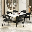 LeisureMod Entice Dining Chair in PU Leather with Iron Legs in Charcoal Black