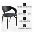 LeisureMod Entice Dining Chair in PU Leather with Iron Legs in Charcoal Black