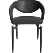 LeisureMod Entice Dining Chair in PU Leather with Iron Legs in Charcoal Black