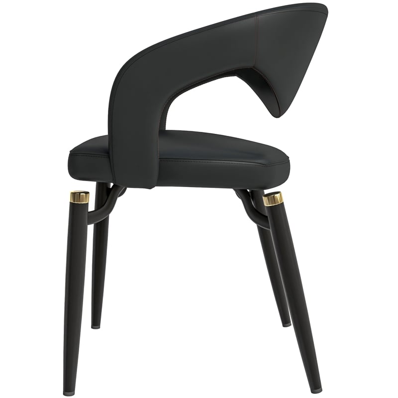 LeisureMod Entice Dining Chair in PU Leather with Iron Legs in Charcoal Black