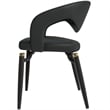 LeisureMod Entice Dining Chair in PU Leather with Iron Legs in Charcoal Black