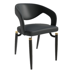 LeisureMod Entice Dining Chair in PU Leather with Iron Legs in Charcoal Black