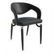 LeisureMod Entice Dining Chair in PU Leather with Iron Legs in Charcoal Black